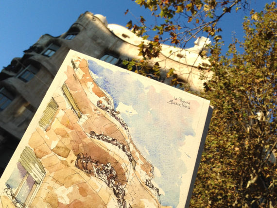 La-Pedrera-Façana-Gaudi-drawing-Barcelona