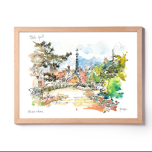 Park-Guell-Escales-Gaudi-drawing-Barcelona