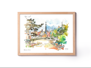 Park-Guell-Escales-Gaudi-drawing-Barcelona