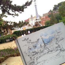 Park-Guell-Escales-Gaudi-drawing-Barcelona Park-Guell-Escales-Gaudi-drawing-Barcelona