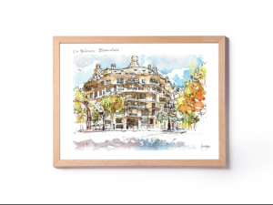 La-Pedrera-Edifici-Gaudi-drawing-Barcelona