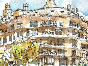 La-Pedrera-Edifici-Gaudi-drawing-Barcelona