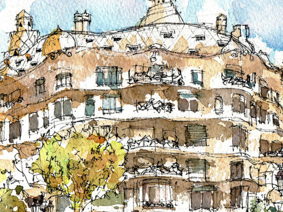 La-Pedrera-Edifici-Gaudi-drawing-Barcelona La-Pedrera-Edifici-Gaudi-drawing-Barcelona