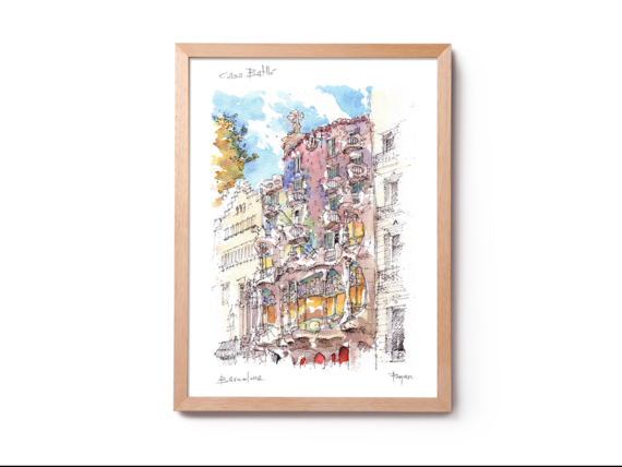 Casa-Batllo-Gaudi-watercolor-print-Barcelona
