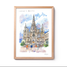 Catedral-watercolor-print-Barcelona