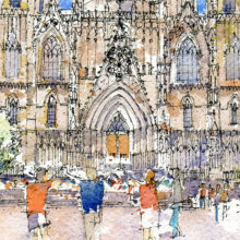 Catedral-watercolor-print-Barcelona
