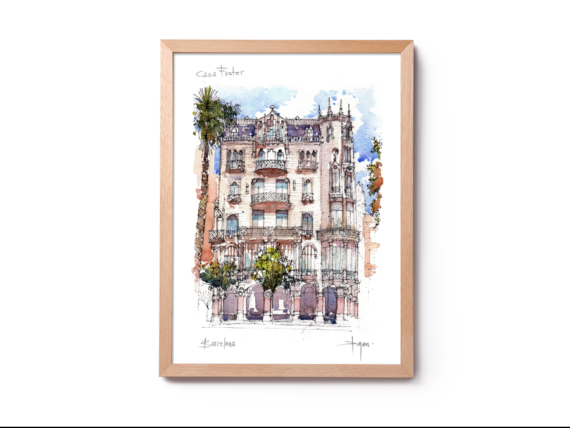 011-Casa-Fuster-drawing-BarcelonaCasa-Fuster-watercolor-print-Barcelona Casa-Fuster-watercolor-print-Barcelona