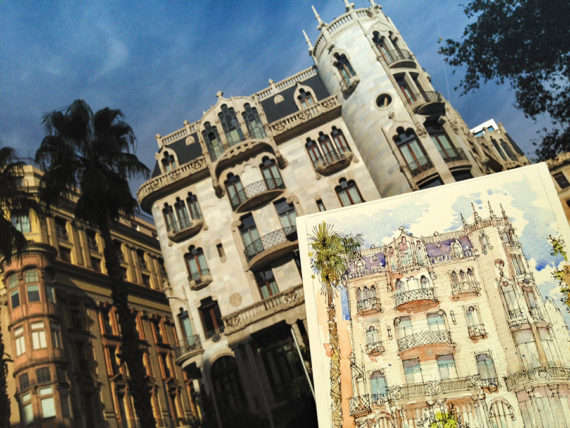 Casa-Fuster-watercolor-print-Barcelona Casa-Fuster-watercolor-print-Barcelona