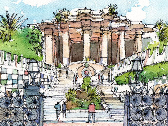 Park-Guell-Gaudi-watercolor-print-Barcelona
