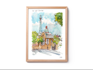 Park-Guell-Pavello-Gaudi-watercolor-print-drawing-Barcelona-p