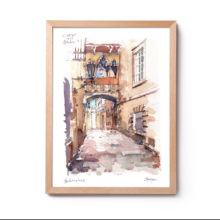 Carrer-del-Bisbe-watercolor-print-drawing-Barcelona Carrer-del-Bisbe-watercolor-print-drawing-Barcelona