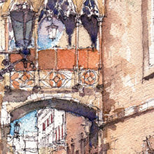 Carrer-del-Bisbe-watercolor-print-drawing-Barcelona Carrer-del-Bisbe-watercolor-print-drawing-Barcelona