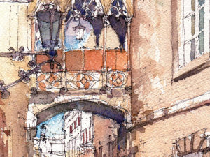 Carrer-del-Bisbe-watercolor-print-drawing-Barcelona