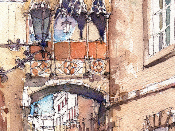 Carrer-del-Bisbe-watercolor-print-drawing-Barcelona Carrer-del-Bisbe-watercolor-print-drawing-Barcelona