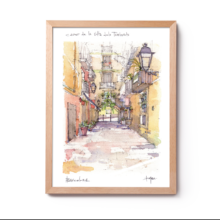 Carrer-de-la-Volta-El-Born-watercolor-print-drawing-Barcelona