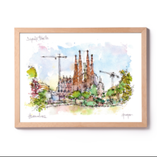 Sagrada-Familia-Landscape-watercolor-print-Gaudi-drawing-Barcelona Sagrada-Familia-Landscape-watercolor-print-Gaudi-drawing-Barcelona