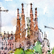 Sagrada-Familia-Landscape-watercolor-print-Gaudi-drawing-Barcelona Sagrada-Familia-Landscape-watercolor-print-Gaudi-drawing-Barcelona