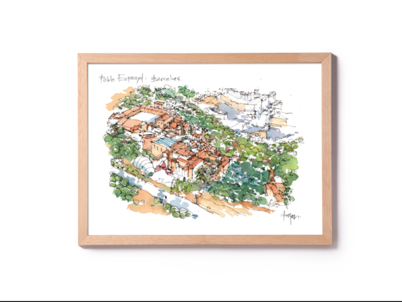 021-Poble-Espanyol-Pano-drawing-BarcelonaPoble-Espanyol-watercolor-drawing-drawing-Barcelona Poble-Espanyol-watercolor-drawing-drawing-Barcelona