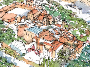 Poble-Espanyol-watercolor-drawing-drawing-Barcelona