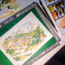 Poble-Espanyol-watercolor-drawing-drawing-Barcelona Poble-Espanyol-watercolor-drawing-drawing-Barcelona