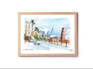 La-Barceloneta-Escultura-watercolor-drawing-drawing-Barcelona