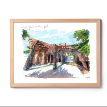 Colonia-Guell-Gaudi-drawing-Barcelona-watercolor-print