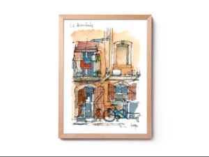 La-Barceloneta-Balcony-drawing-Barcelona-watercolor-print