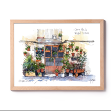 Carrer-Allada-Vermell-drawing-Barcelona-watercolor-print Carrer-Allada-Vermell-drawing-Barcelona-watercolor-print