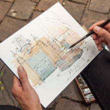 Sant-Felip-Neri-drawing-Barcelona-watercolor-print