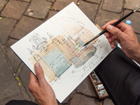 Sant-Felip-Neri-drawing-Barcelona-watercolor-print