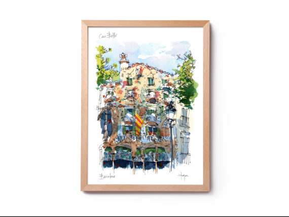040-Casa-Batllo-drawing-BarcelonaCasa-Batllo-drawing-Barcelona-watercolor-print Casa-Batllo-drawing-Barcelona-watercolor-print