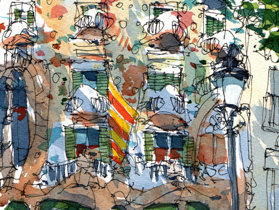 Casa-Batllo-drawing-Barcelona-watercolor-print Casa-Batllo-drawing-Barcelona-watercolor-print