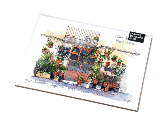 Carrer-Allada-Vermell-drawing-Barcelona-watercolor-print Carrer-Allada-Vermell-drawing-Barcelona-watercolor-print