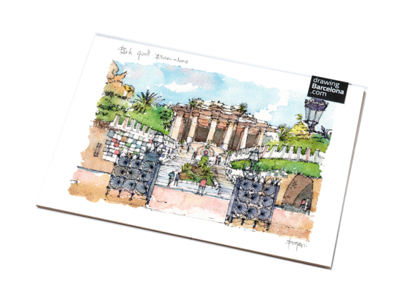 Park-Guell-Gaudi-watercolor-print-Barcelona