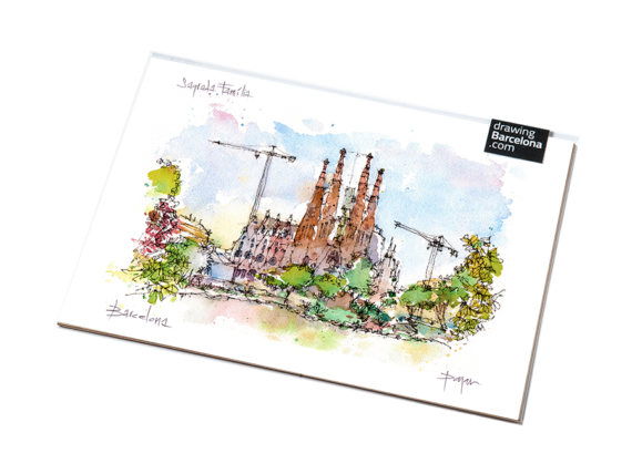 Sagrada-Familia-Landscape-watercolor-print-Gaudi-drawing-Barcelona Sagrada-Familia-Landscape-watercolor-print-Gaudi-drawing-Barcelona