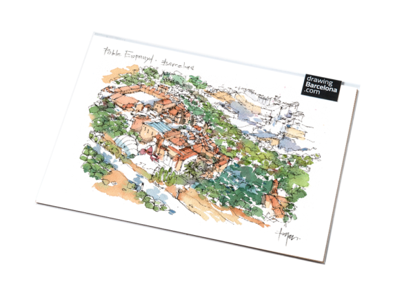 Poble-Espanyol-watercolor-drawing-drawing-Barcelona Poble-Espanyol-watercolor-drawing-drawing-Barcelona