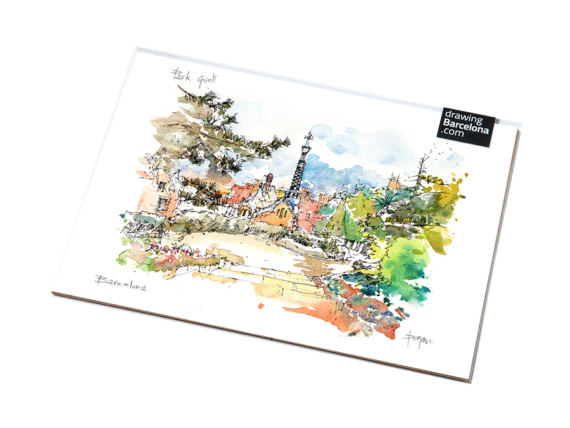 Park-Guell-Escales-Gaudi-drawing-Barcelona Park-Guell-Escales-Gaudi-drawing-Barcelona