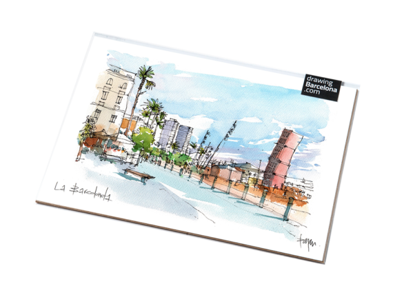 La-Barceloneta-Escultura-watercolor-drawing-drawing-Barcelona La-Barceloneta-Escultura-watercolor-drawing-drawing-Barcelona