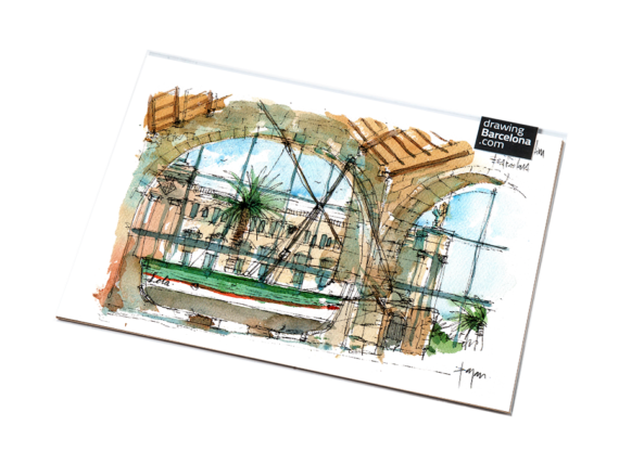 museu-maritim-drawing-barcelona-watercolor-print