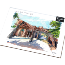Colonia-Guell-Gaudi-drawing-Barcelona-watercolor-print