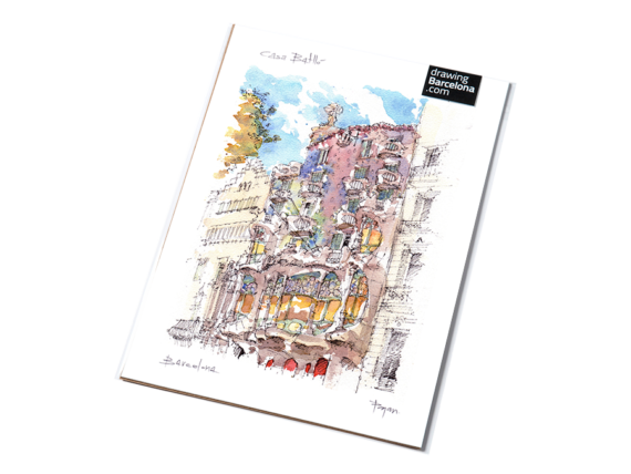Casa-Batllo-Gaudi-watercolor-print-Barcelona