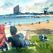 Barceloneta-Skyline-Barcelona-Original-Watercolor2 Barceloneta-Skyline-Barcelona-Original-Watercolor