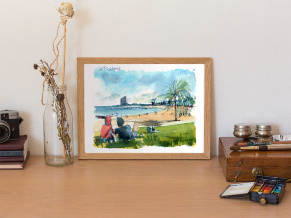 Barceloneta-Skyline-Barcelona-Original-Watercolor4 Barceloneta-Skyline-Barcelona-Original-Watercolor