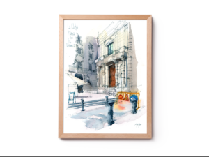 Pl-de-la-Veronica-La-Llotja-la-llotja-Barcelona-Watercolor1