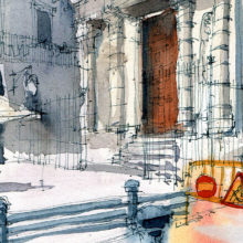 Pl-de-la-Veronica-La-Llotja-la-llotja-Barcelona-Watercolor1 Pl-de-la-Veronica-La-Llotja-la-llotja-Barcelona-Watercolor1