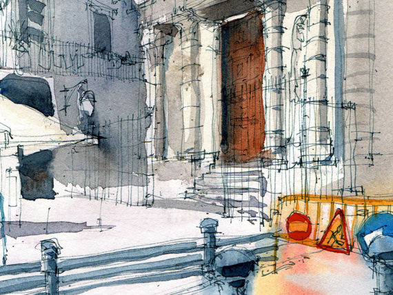 Pl-de-la-Veronica-La-Llotja-la-llotja-Barcelona-Watercolor1 Pl-de-la-Veronica-La-Llotja-la-llotja-Barcelona-Watercolor1