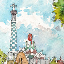 Park-Guell-Pavello-Gaudi-watercolor-print-drawing-Barcelona-p Park-Guell-Pavello-Gaudi-watercolor-print-drawing-Barcelona-p