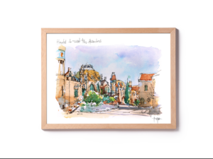 Hospital-de-Sant-Pau-Pavellons-watercolor-print