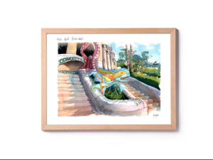 Park-Guell-drac-Gaudi-drawing-Barcelona