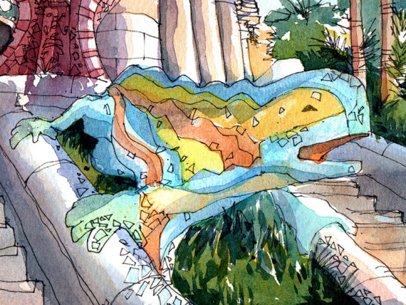 Park-Guell-drac-Gaudi-drawing-Barcelona Park-Guell-drac-Gaudi-drawing-Barcelona